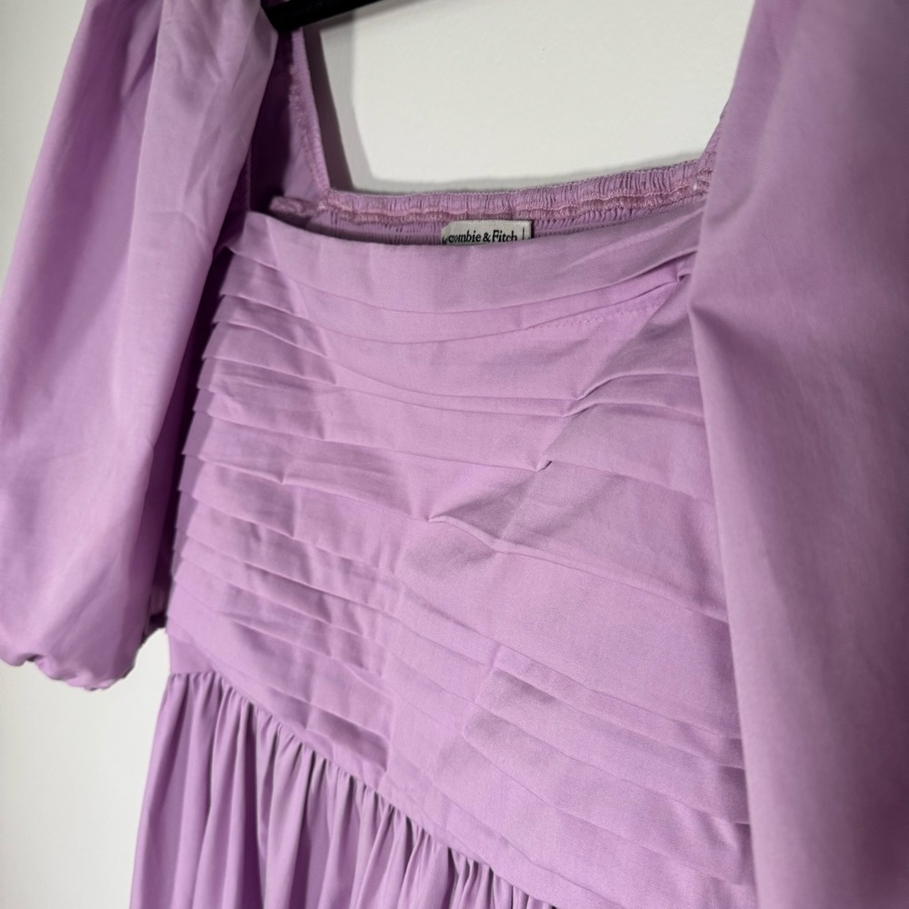 Abercrombie & Fitch Emerson Poplin Puff Sleeve Lavender Midi Dress Med Tall - Picture 4 of 13